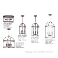 4-Light Steel Lantern Indoor Chandelier Pendant
